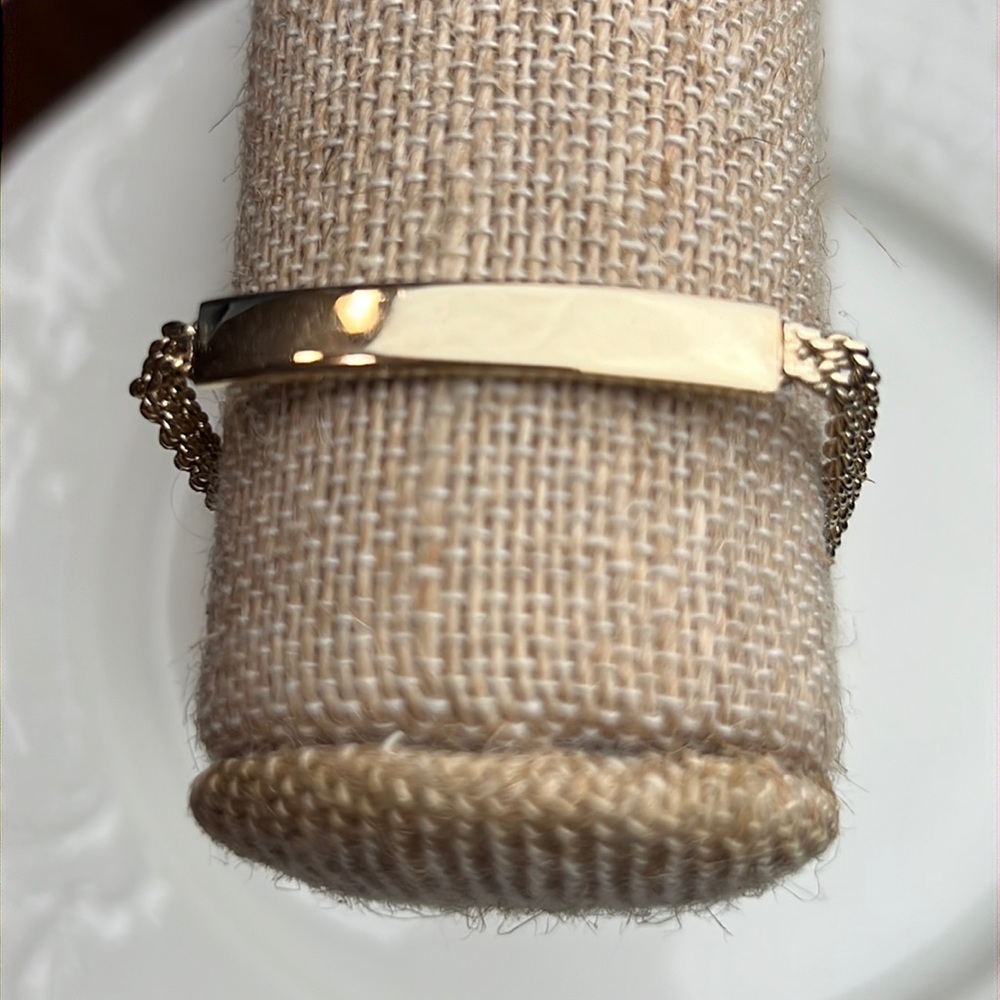 Gold Plated Spiegel Double Chain Slim ID Bracelet Blank EUC 3/$25